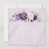 シェーディングオブダスティパープル開花フローラブライダルシャワー 招待状 (裏面)