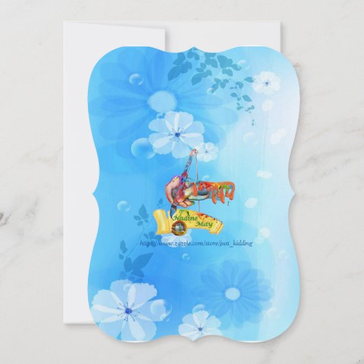 シェーディングオブブルーウォーターカラーアジサイブライダルシャワー 招待状 (裏面)