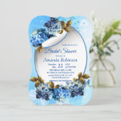 シェーディングオブブルーウォーターカラーアジサイブライダルシャワー 招待状 (スタンド正面)