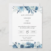 シェーディングオブブルーフローラ結婚式招待状 招待状 (正面)