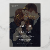 シェーディング – 濃い結婚写真  箔招待状 (正面)