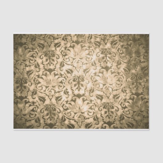 シェードと明るい金ゴールドダマスクシームレスパターン 薄葉紙 (正面)