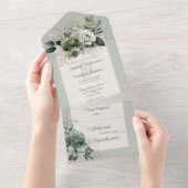 シェードオブセージ緑フローラ オールインワン招待状 (貼ってはがせる)