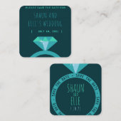 シェードオブダイヤモンドティール(緑がかった色)リングや輪日付の保存 スクエア名刺 (正面/裏面)