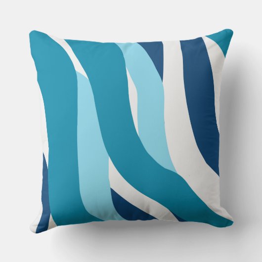 シェードオブティール（緑がかった色）パーソナライズされたブルーウェーブ装飾用クッション クッション (裏面)