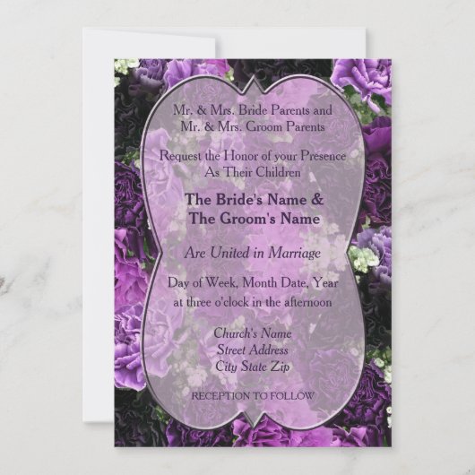 シェードオブパープルカーネーション結婚式招待状 招待状 (正面)