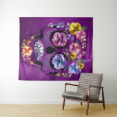 シェードオブパープルメスフラワースカル タペストリー (インサイチュ(横))