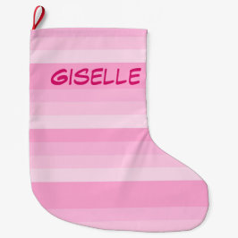 シェードオブピンクストライプ色クリスマスストッキング ラージクリスマスストッキング