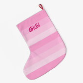 シェードオブピンクストライプ色クリスマスストッキング ラージクリスマスストッキング (裏面 (吊り時))