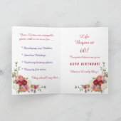 シェードオブピンクホワイト牡丹フラワーハッピーバースデー カード (内部)