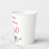 シェードオブピンクホワイト牡丹フラワーハッピーバースデー 紙コップ (左)