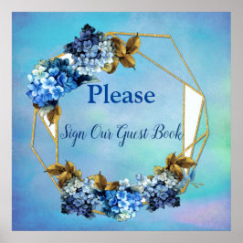 シェードオブブルーウォーター色あじさいゲストブック ポスター