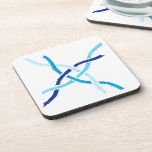 シェードオブブルーハーフウィーヴドケルト結び目模様コースター コースター (左側)