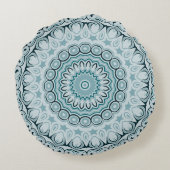 シェードオブブルー万華鏡のように千変万化するパターンフラワーズデザイン ラウンドクッション (裏面)