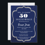 シェードオブブルー誕生日招待状 カード<br><div class="desc">この青エレガントと金ゴールドの招待は、青の誕生日パーティーの色合いのためである。招待を任意の年齢に変更できる。</div>