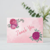 シェードオブマゼンタピンクローズモダンフローラボー サンキューカード (スタンド正面)