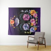 シェードオブラベンダーメスフラワースカル タペストリー (インサイチュ(横))