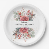 シェードオブ赤面ピンクピーチダスティブルーブライダルシャワー ペーパープレート (正面)