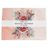 シェードオブ赤面ピンクピーチダスティブルーブライダルシャワー ラージペーパーバッグ (正面)