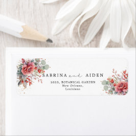 シェードオブ赤面ピンク桃 |ほこりっぽいブルー結婚ズ ラベル