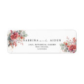 シェードオブ赤面ピンク桃 |ほこりっぽいブルー結婚ズ ラベル (正面)