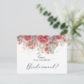 シェードオブ赤面ピンク桃 |埃っぽい青い花嫁のメイド ポストカード (スタンド正面)