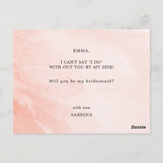 シェードオブ赤面ピンク桃 |埃っぽい青い花嫁のメイド ポストカード (裏面)