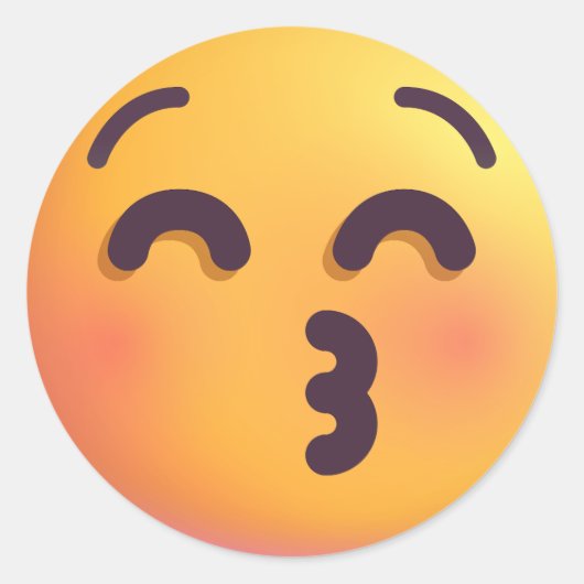 シェードキスをする顔閉じた目かわいい&絵文字おもしろい0 ラウンドシール (正面)