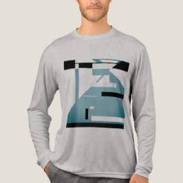 シェードティール（緑がかった色）ブラックトライバルアートモザイク抽象芸術モチーフ トライブレンドＴシャツ