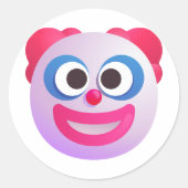 シェードピエロ顔かわいいおもしろい絵文字カラフル ラウンドシール (正面)