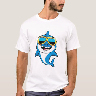 シェード付き笑顔サーフシャーク – おもしろいサマーTシャール Tシャツ