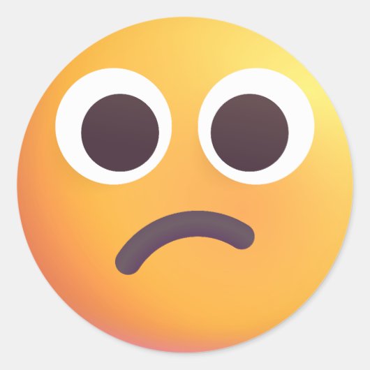 シェード混乱顔絵文字かわいい可愛らしい黄色 ラウンドシール (正面)