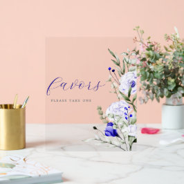 シェード王室のオブブルーアイボリーフローラ結婚式の引き出物 アクリルサイン