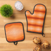 シェード・オブ・オレンジジオメトリック抽象芸術・アート 鍋つかみ&鍋敷きセット (トップダウン)