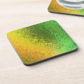 シェード・オブ・グリーンとイエローの抽象芸術・コルク・コースター コースター (左側)