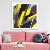 シェード・オブ・グレーとイエロー抽象芸術 キャンバスプリント (インサイチュ (リビング))