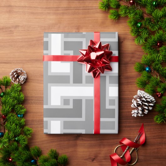 シェード・オブ・グレーMCMミッドセンチュリー抽象芸術 モダン ラッピングペーパー (クリスマスギフト)