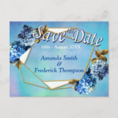 シェード/ブルーウォーター色アジサイ日付を保存 案内ポストカード (正面)