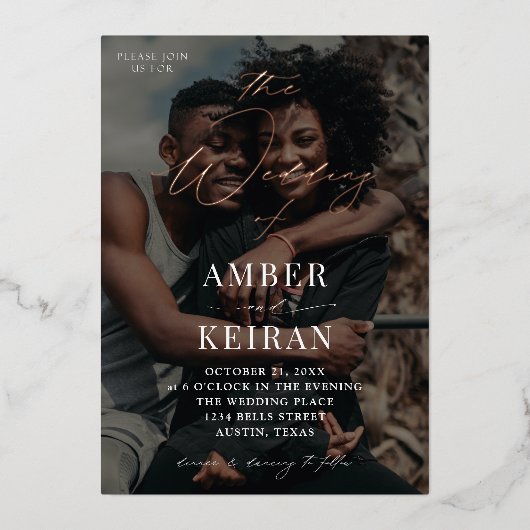 シェード – 写真結婚の 箔招待状 (正面)