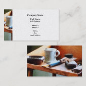 シェービングマグ、カミソリ、ブラシ – プラチナ仕上げ 名刺 (正面/裏面)