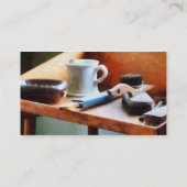 シェービングマグ、カミソリ、ブラシ – プラチナ仕上げ 名刺 (裏面)