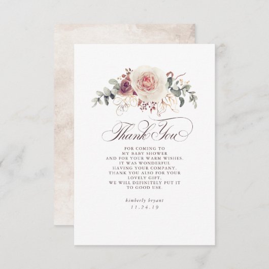 シェー自然ズフローラベビーシャワー サンキューカード (正面/裏面)