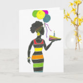 シエスタがケーキをスリバーに カード (黄色い花)