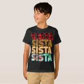 シエスタシスターヒョウ赤い格子柄ひまわりファミリーMa Tシャツ (正面フル)