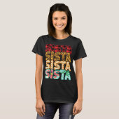 シエスタシスターヒョウ赤い格子柄ひまわりファミリーMa Tシャツ (正面フル)