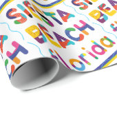 シエスタビーチ、フロリダ州。カラフル文字パターン ラッピングペーパー (ロールコーナー)