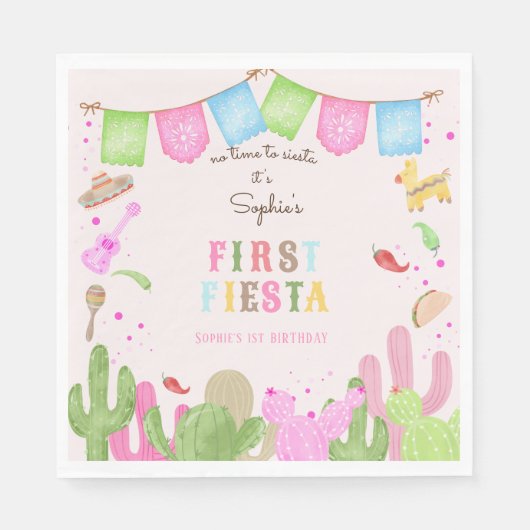 シエスタフィエスタメキシコの最初の誕生日に時間がない スタンダードランチョンナプキン (正面)