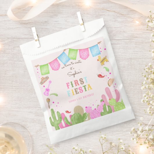 シエスタフィエスタメキシコの最初の誕生日に時間がない フェイバーバッグ (クリップ留めされた状態)