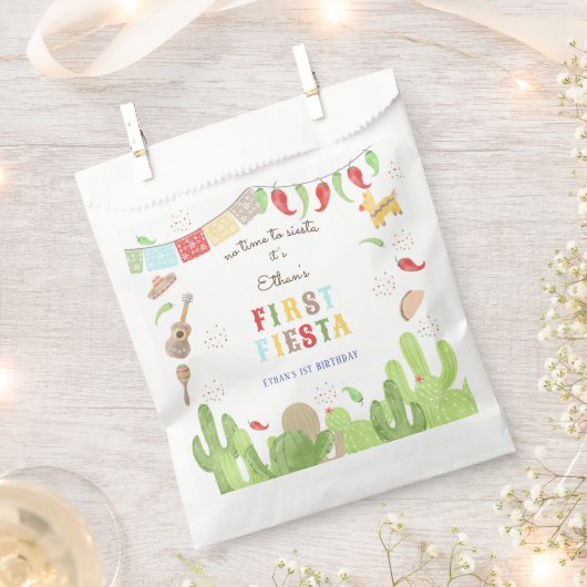 シエスタフィエスタメキシコの最初の誕生日に時間がない フェイバーバッグ (クリップ留めされた状態)