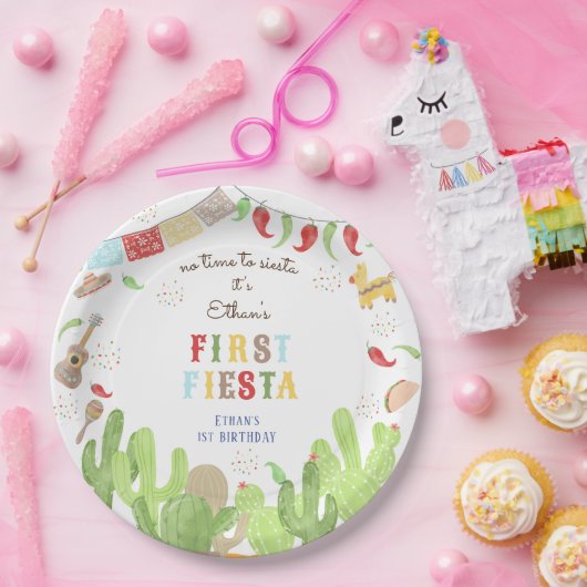 シエスタフィエスタメキシコの最初の誕生日に時間がない ペーパープレート (パーティー)